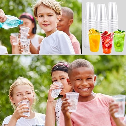 100X Clear Plastic Disposable Drink Cups for Water 7 Oz/180ml Perfect for Drinking Events Home, Parties Picnic and Everyday Use (Pack of 100) thumbnail 2