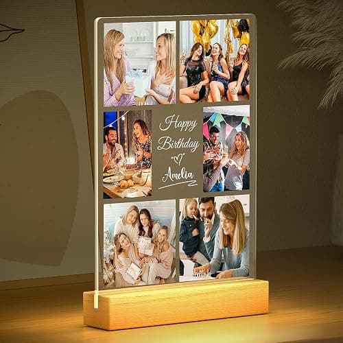 Jkolalin Custom Picture Frames with Photo, Personalized Picture Frame with Night Light, Custom Photo Frame, Customized Best Friend Photo Gifts, Personalized Birthday Gifts for Women Friends Her Him thumbnail 2