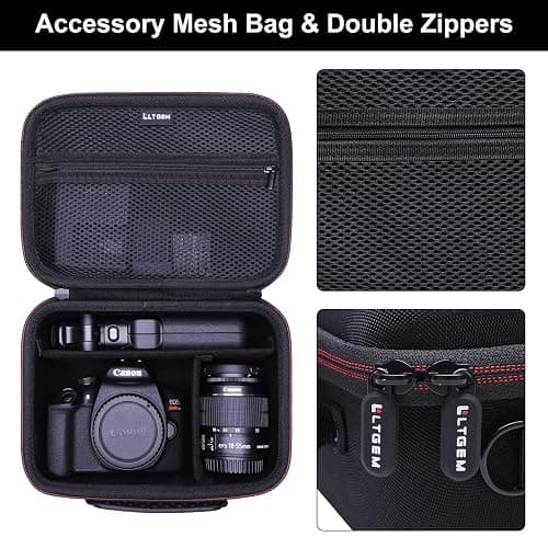 Camera Case Compatible with Canon EOS Rebel T7/R50/R6 Mark II/R100/R50 V/T6/R8/R10/R5 Mark II/RP/R7/5D Mark IV/SL3/R5/T100 DSLR SLR Camera, Len and Tripod with 4 Dividers and Shoulder Strap, Black thumbnail 4