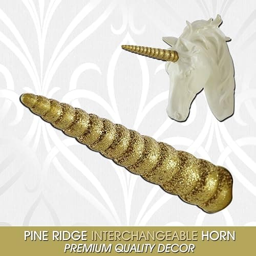 Pine Ridge Interchangeable Mystical Gold Glitter Unicorn Horn Only - Head is Not Included - Beautifully Hand Painted and Crafted Durable Light-weight Polyresin Great For Arts and Crafts thumbnail 4