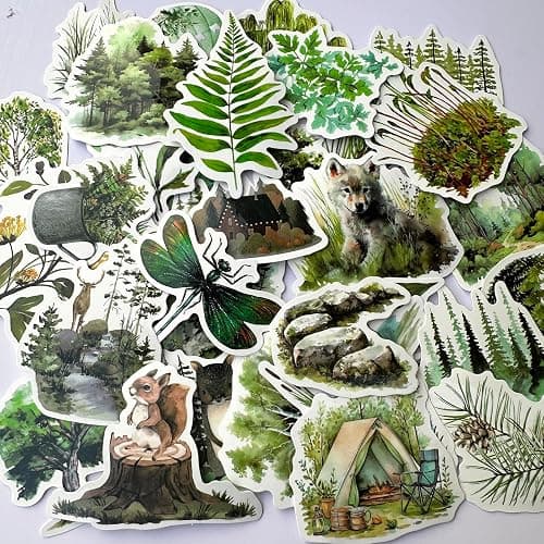 Tree Forest & Natural Outdoor Scrapbook Water Bottle Stickers, Waterproof, Sun - Resistant, 50 Pieces, Vinyl Material thumbnail 3