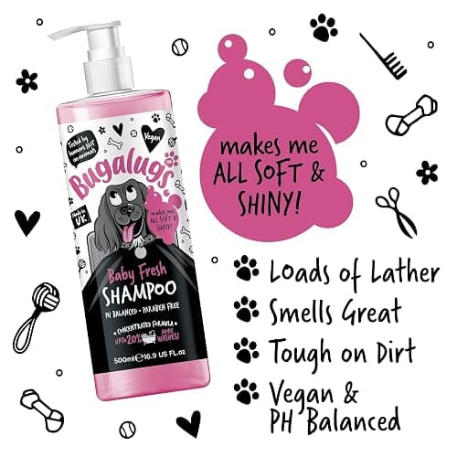 BUGALUGS Baby Fresh Dog Shampoo 16.85 FL Oz - Grooming Product for Smelly Dogs With Baby Powder Scent - Best Puppy Shampoo, Conditioner, Vegan and Professional Pet Shampoo thumbnail 5
