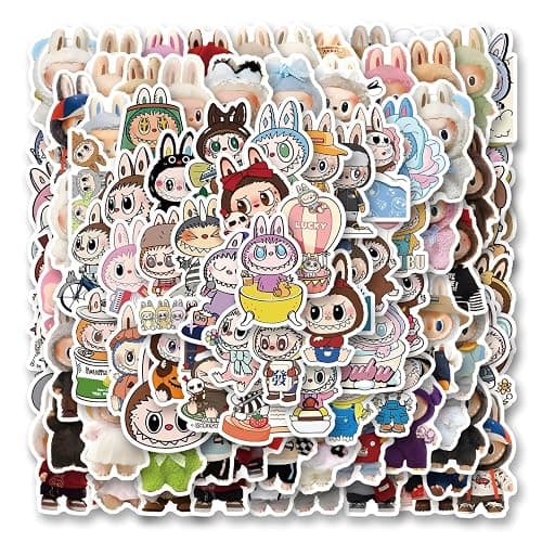 100pcs Labubu Cartoon Stickers GMVAESKY for Water Bottle Luggage, Motorcycle, Skateboard Helmet, Refrigerator, Bicycle Sticker thumbnail 3