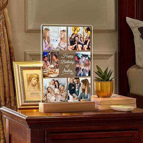 Jkolalin Custom Picture Frames with Photo, Personalized Picture Frame with Night Light, Custom Photo Frame, Customized Best Friend Photo Gifts, Personalized Birthday Gifts for Women Friends Her Him thumbnail 7