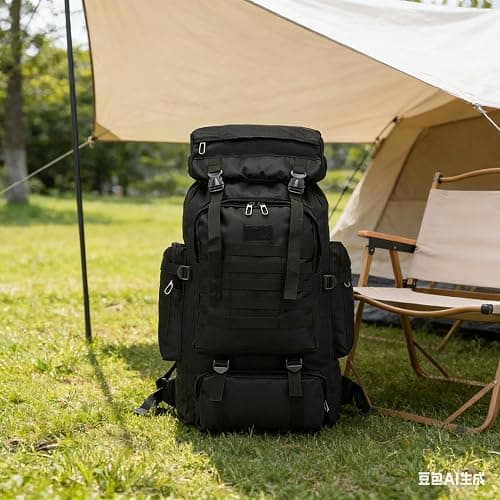 Ziliyy 70L Hiking Backpack for Men, Waterproof Lightweight Camping Backpack, Military Rucksack with Molle, 3-Day Assault Pack for Travel, Climbing, Outdoor Sports(Black) thumbnail 2
