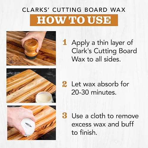 CLARK'S Food Grade Mineral Oil (12oz) and Carnauba Wax (6oz) Set - 100% Natural Butcher Block Oil and Cutting Board Wax - Food Safe Beeswax and Wood Cutting Board Oil with Orange & Lemon Extract thumbnail 4