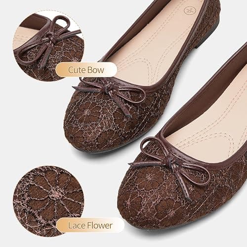 FINIWOR Womens Black Ballet Flats Shoes,Point Toe Shoes | comfortable dressy slip on casual flats with bow for women thumbnail 4