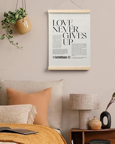 FGFK Christian 1 Corinthians 13 Wall Art Poster Hanger Frame, Bible Verses Wall decor, Black and White Religious Scripture Canvas Prints Framed Wall Decor for Home Office Church, 12x16 Inch thumbnail 5