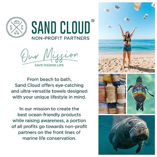 Sand Cloud Extra Large Turkish Beach Towel - Free 100% Organic Cotton Yarn Quick Dry for Beach, Picnic, Blanket or Bath As Seen on Shark Tank Marine Life (Crush Turtle Teal) thumbnail 6