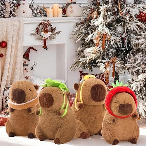 SHINUOER Capybara Plush Cute Capybara Stuffed Animal Kawaii Plush with Strawberry Hat Capybara Gifts Cute Plush Pillow Christmas Gifts for Boys Girls 9 Inch thumbnail 7