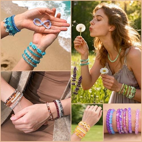 7200PCS 6mm Glass Beads Bracelet Making Kit, 144 Colors Assorted Crystal Beads for Bracelets and Jewelry Making, Round Crackle Glass Beads for DIY Necklace Friendship Bracelets Earring Crafts thumbnail 4