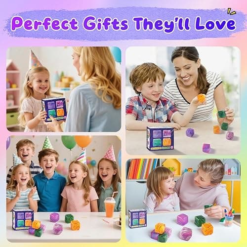 4 Pack Squishy Fidget Toys Stress Cube Bulk, Squishies Slow Rising Stress Balls for Adults Kids, Sensory Fidget Toys for Anxiety Relief, Small Squishy Toys for Classroom Prizes Party Favors thumbnail 6