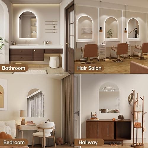 OUMUSU 20"x30" Arched LED Lighted Bathroom Mirror with Lights | Fogless, Dimmable, Shatterproof, Touch Sensor, 3 Color Changing thumbnail 9