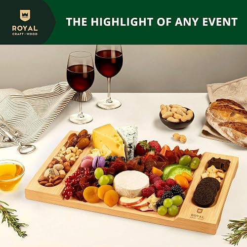 Bamboo Charcuterie Boards - Unique Cheese Board & Serving Tray - Elegant Holiday & Housewarming Gift thumbnail 2