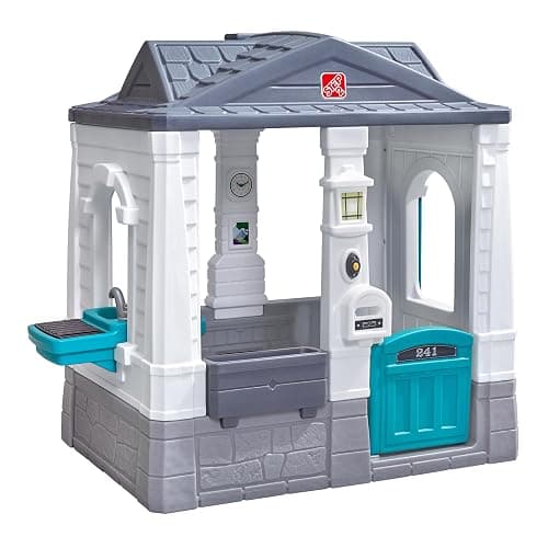 Step2 Neat & Tidy Cottage Kids Playhouse, Indoor and Outdoor Playset, Interactive Sounds, Toddlers 1.5+ Years Old, Easy to Assemble, Grey - Image 1