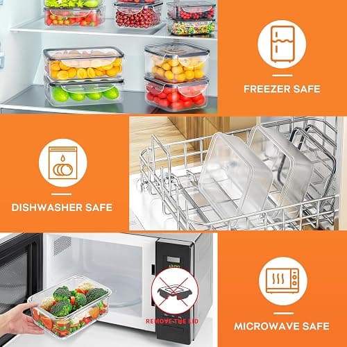 40 PCS Food Storage Containers with Lids Airtight (20 Containers & 20 Lids), Plastic Storage Meal Prep Container-Stackable 100% Leakproof & Microwave Organization and Storage Sets, Lunch Containers thumbnail 6