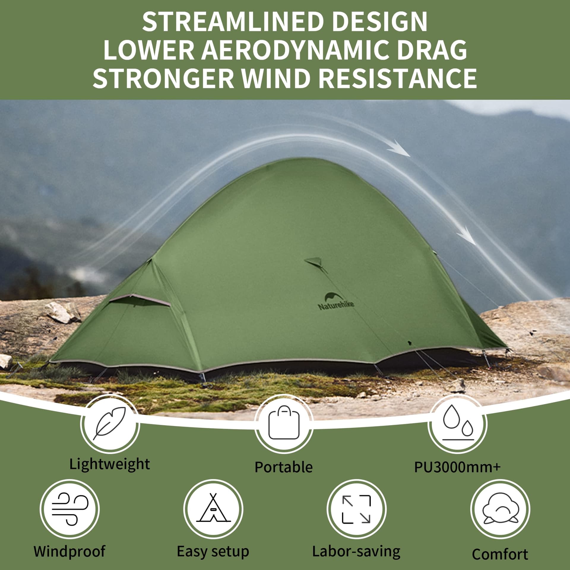 Naturehike Cloud-Up 2 Person Backpacking Camping Tent Lightweight Outdoor Tents for 2 Person Camping thumbnail 2