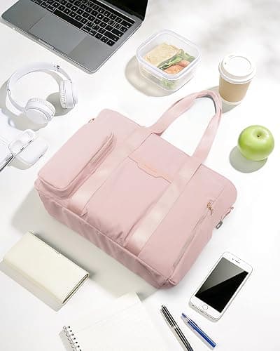 Marscamd Teacher Tote Bag for Work with 10 Pockets, 15.6" Laptop Water-Resistant Bag with Crossbody Strap for Women, College thumbnail 3