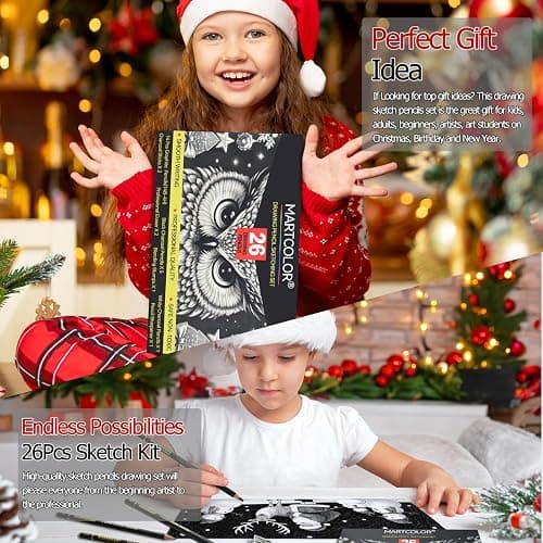 MARTCOLOR Drawing Sketching Pencil Set, 26 Pieces, Graphite Pencils (14B-4H), Charcoal Pencils, Charcoal Sticks, Blending Stump, Eraser, Sharpeners, Artist Pencils for Beginners & Pro Artists thumbnail 8