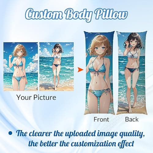 VPDTVK Custom Body Pillow, Body Pillow Case, Double-Sided Design, Custom Pillows with Picture, for Birthdays, Valentine's Day, Christmas, Wedding Anniversaries thumbnail 4