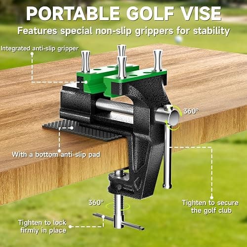 Golf Grip Kit for Regripping Clubs, Golf Regripping Kit, Portable Golf Club Regripping Kit, Golf Grip Replacement Kit with Table Vise, Rubber Clamp, Gloves, Tape Strips, Hook Knife, Tape Remover thumbnail 4
