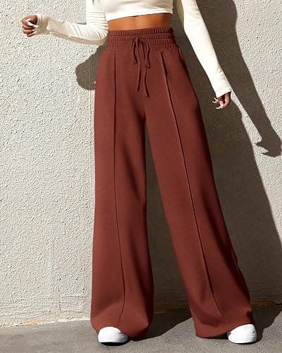 BTFBM Womens Wide Leg Sweatpants Casual Loose Solid Color Pants Comfy Lounge Joggers Baggy Sweatpants Pockets thumbnail 2