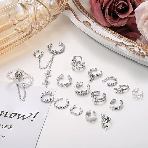 Florideco Ear Cuff Earrings Set for Women Adjustable Fake Earring Cuffs Non Piercing Earring Set Ear Jewelry Set thumbnail 6