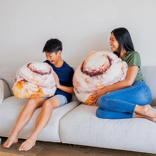 Much Comfort 22" 3D Gooey Cinnamon Bun Throw Pillow - Made with Super Soft & Ultra Premium Fabric - Cute, Comfortable, Plush, Stuffed, Round, Squishy Cushion for Home Decor - Best Funny Gift - Medium thumbnail 4