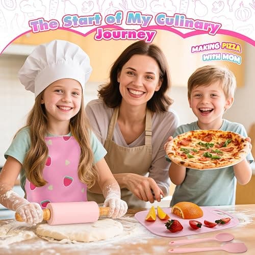 Kids Baking Cooking Set Real & Toddler Kid Apron, Kids Knife Set for Real Cooking & Basket,Food-Grade Material,Montessori Toddler Kitchen Tools, Christmas Birthday Gift for 3-10 Year Old Girls Boys thumbnail 2