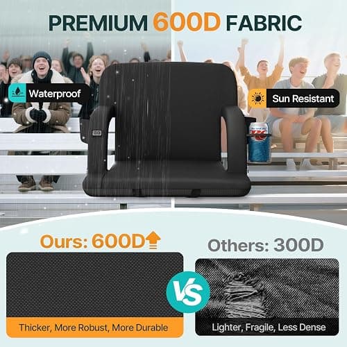 HOPERAN Dual-Sided Heated Stadium Seats for Bleachers with Back Support, 3 Levels Heating Stadium Seating for Bleachers Seat with Backrest, 5 Pockets Portable Stadium Chair for Outdoor thumbnail 5