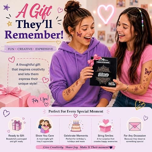 Jim&Gloria Skin Markers Temporary Tattoo Pen 10 Colors with Gold and Silver, Fake Body Paint Tattoos, Christmas Makeup, Face Painting Kit Teen Girl Gifts Trendy Stuff Adults, Birthday Gift thumbnail 6
