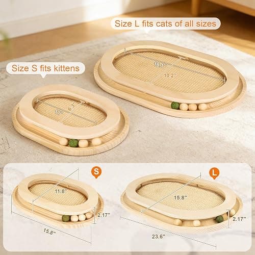 Chuiendi Cat Scratcher, Natural Sisal Cat Scratcher Pad & Interactive Kitten Toy with Ball Track and Catnip Ball for Indoor Chasing, Hunting, Mental and Physical Exercise, Puzzle for Small Cats thumbnail 8