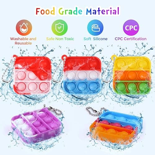 Kids Party Favors Fidget Toys Bulk 30 Pack Mini Pop Fidget Keychain Its Birthday Party Favors for Kids 4-8,8-12 Small Classroom Prizes It Back to School Gifts for Students from Teacher thumbnail 6