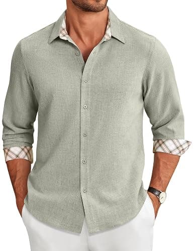 COOFANDY Men's Long Sleeve Button Down Shirts Casual Untucked Shirt Regular Fit Dress Shirt - Image 1