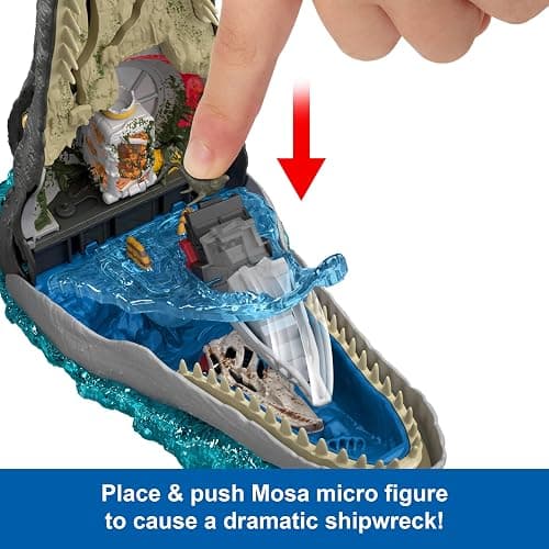 Mattel Jurassic World Rebirth Deluxe Mosasaurus Playset with 7 Interactive Features, 7 Sound Effects & 6 Micro Figures, Folds Up to Carry & Store thumbnail 4