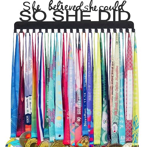 Goutoports Medal Holder Display Hanger Rack Frame for Sport Race Runner Sturdy Black Steel Metal Over 60 Medals Easy to Install - Image 1
