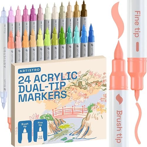 ARTISTRO 24 Pastel Acrylic Paint Markers - Paint Pens for Drawing - For Fabric, Rock, Glass, Wood, Molds - Arts & Crafts Gift for Adults, Teens, Kids, Classroom Must Haves & School Supplies - Image 1