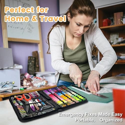 HYHJMISTY Sewing Kit for Adults, 50 Color Sewing Thread Kit, 295PCS Sewing Accessories with Ergonomic Scissors, Portable Professional Mending Essentials for Travel, Home, Beginners thumbnail 7
