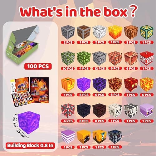 SSAWER Magnetic Blocks, 100PCS Magnetic Building Blocks Light Up, Stacking Magnets for Kids, Sensory Toy for STEM Constructions Magnet Blocks for Boys Girls Age 3+, Christmas Birthday Gifts thumbnail 2