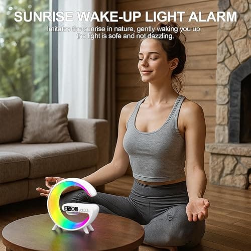 Kangtaixin Wake Up Light Alarm Clock for Kids, LED Table Bedsides Lamp with Sunrise Simulation, Sleep Aid, Snooze, Bluetooth Speaker, Night Light for Bedroom Decor, Birthday, Christmas Gift thumbnail 6