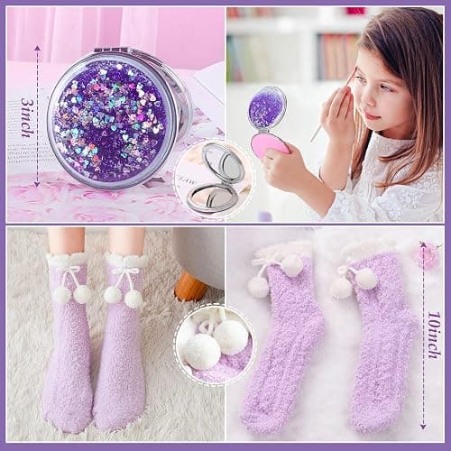 Tacobear Unicorn Gifts Girls Toy Age 5 6 7 8-12 with 3.5mm Wired Headphones Locked Diary Water Bottle Plush Bag Purse Socks Mirror, Christmas Birthday Gift Idea Toys for Teen Girl 6-10+ Years Old thumbnail 7