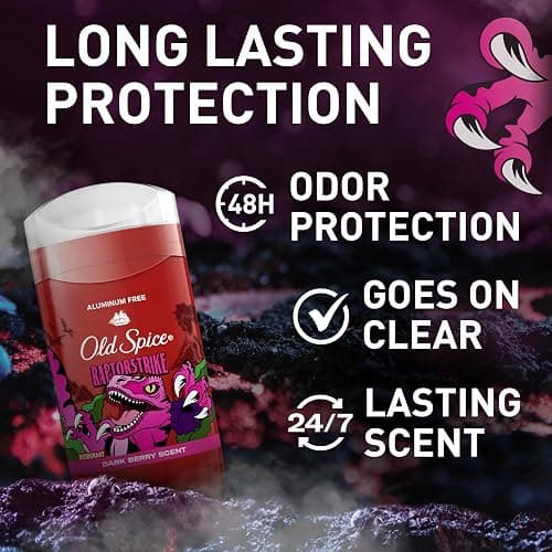 Old Spice Aluminum Free Deodorant for Men, 24/7 Freshness, Long Lasting Protection Legendary Fragrance, Raptorstrike, Dark Berry Scent, 85g thumbnail 4