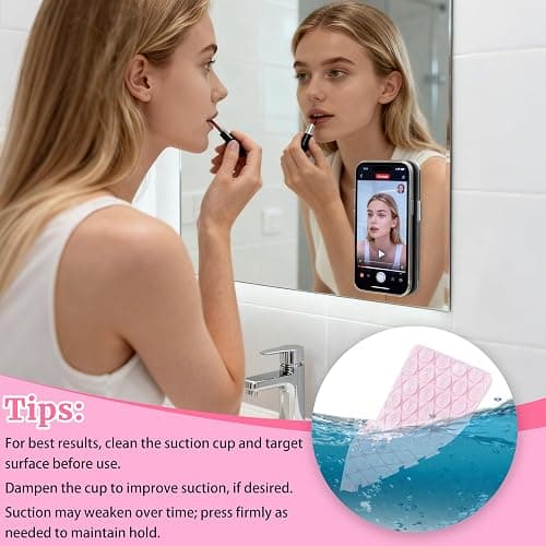 Yuibthr 4 Pack Silicone Suction Cup Phone Case Mount Double Sided Detachable, Reusable Strong Grip Holder Hands-Free Phone Accessories for Selfies & Videos (Pink+Black+Rose+White) thumbnail 6