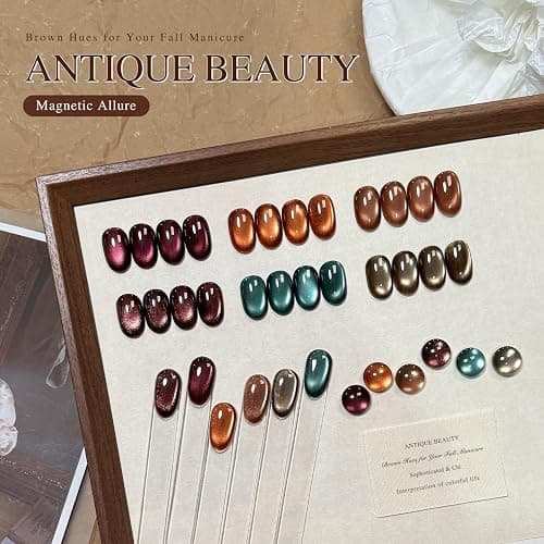 GAOY Glitter Cat Eye Gel Nail Polish Set with Magnet, 6 Colors Brown Green Purple Gold, Holographic Shimmer UV Soak Off Gel Polish for Salon & DIY Nail Art thumbnail 2