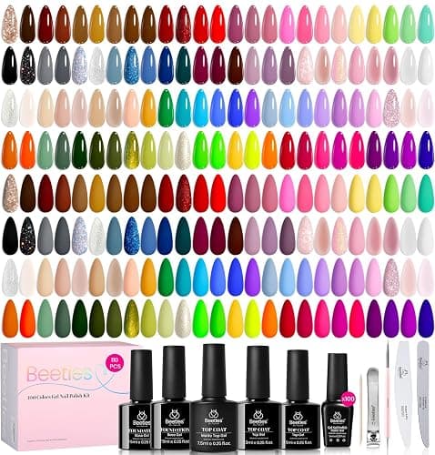 Beetles 110 PCS Gel Nail Polish Set, Fall Gel Polish Kit 100 Colors | Red Brown Green Black Gel Polish with Base & Top Coats, Nail Tools, Soak Off UV Led Needed Manicure Lovers DIY at Home thumbnail 7