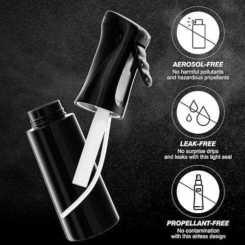 IMPORX Continuous Spray Bottle for Hair 2 Pack (10.1oz/300ml) Home Essentials Spray Bottles for Cleaning Empty Ultra Fine Water Mister Sprayer for Hairstyling Garden Plants Curly Hair Perfume, Black thumbnail 4