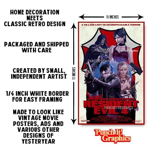 punchitgraphics Resident Evil 4 RE4 (White Background) Movie Style Artwork Original Art Print 11x17 thumbnail 3