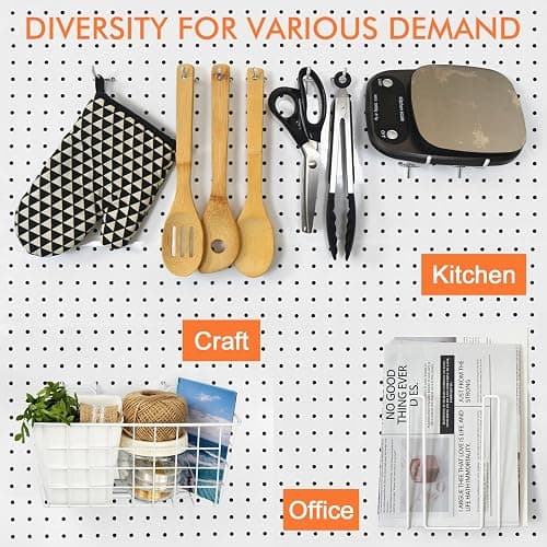 Pegboard Basket Organizers, Peg Board Large Baskets Hooks Bins Cups Tool Organizer 42 Pack Set, Wall Storage Display Hanging Accessories for Craft Office Stadio Shed Garage Organization (White & Pink) thumbnail 5