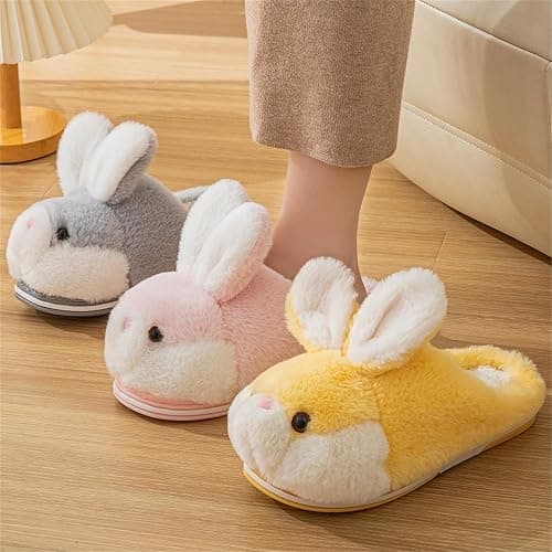 YILANLAN Women's Cute Bunny Animals Slippers Interesting Comfortable Furry Slippers Soft Plush Winter season Keep warm Home Slippers thumbnail 6