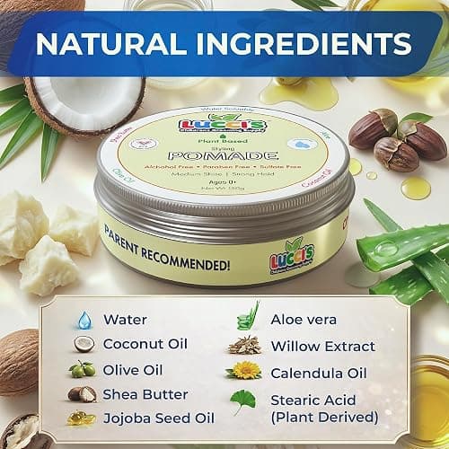 LUCCI’S CHILDRENS GROOMING SUPPLY Baby Hair Gel – 5oz Plant-Based Styling Hair Pomade for Infants – No Parabens or Sulphates – Medium Shine and Strong Hold Hair Paste for Kids thumbnail 3